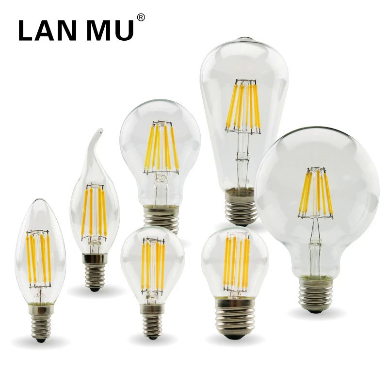2W 4W 6W 8W E27 E14 Retro Edison LED Filament Bulb Lamp 220V-240V Light Bulb C35 G45 A60 ST64 G80 G9