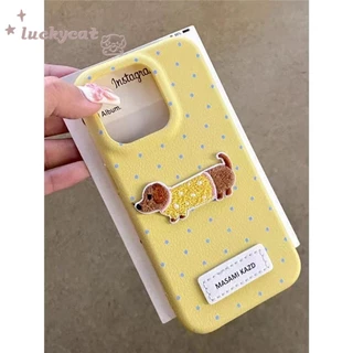 Iphone 16 15 14 13 12 11 Pro Max X Xr Xs Max 7 8 Plus SE2020 เคสโทรศัพท์ 3D DIY การ์ตูนน่ารักสุนัขสีลูกกวาด DotsSoft หนังปกหลัง