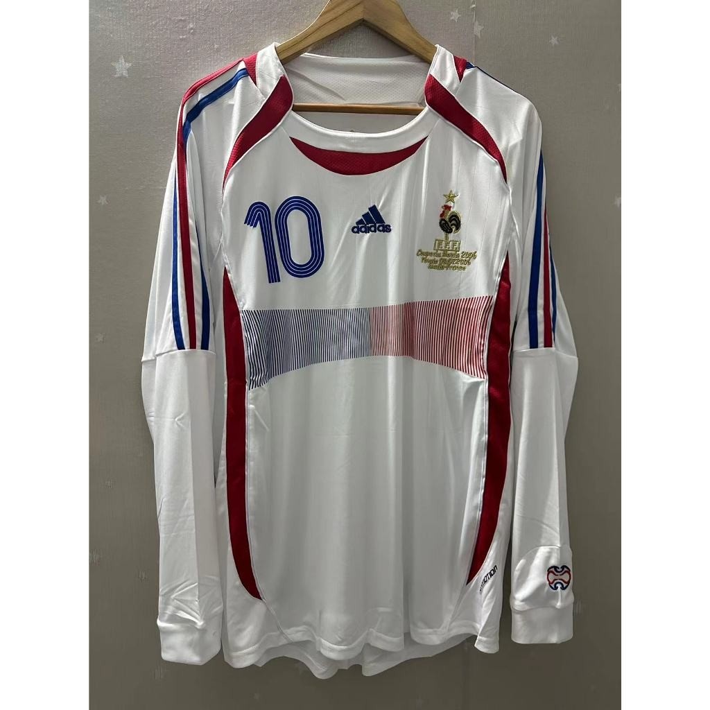 France Away 2006 แขนยาว Zidane Henry Jersey คุณภาพสูง เสื้อฟุตบอลแบบกำหนดเอง