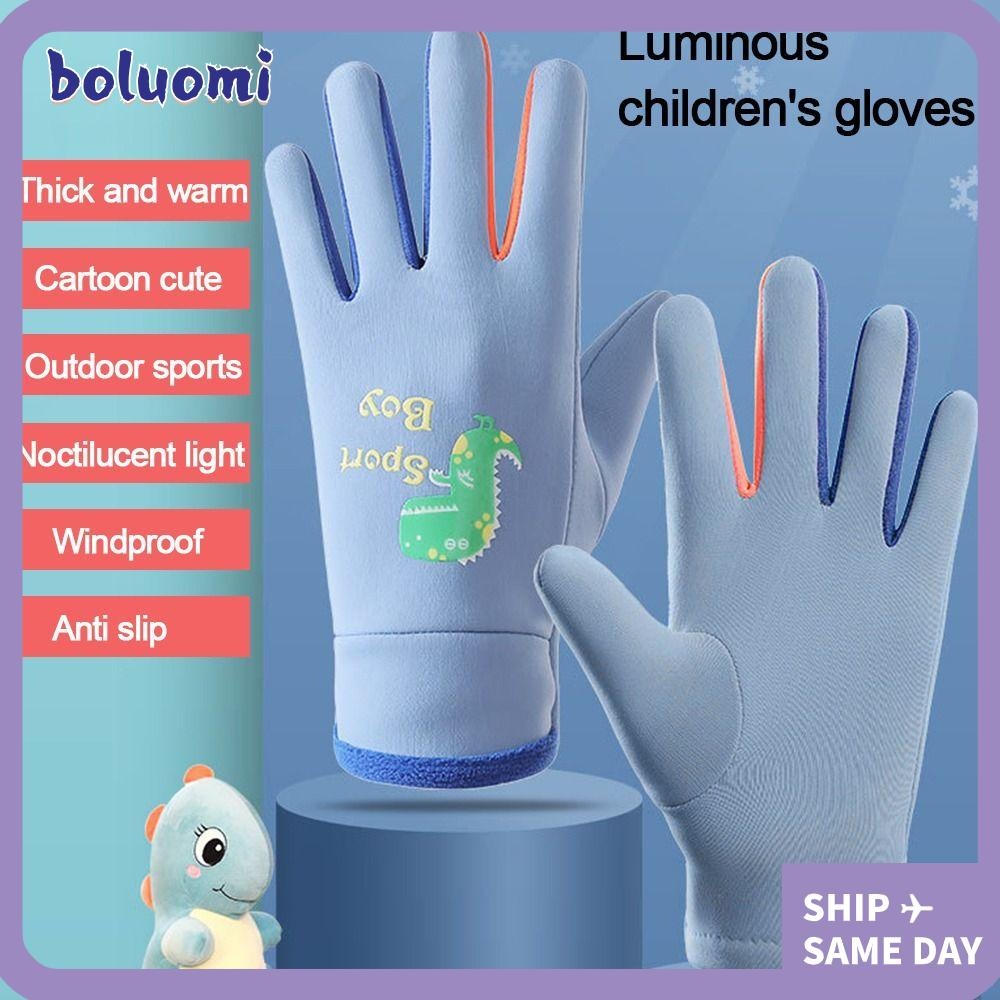 Bolumi ถุงมือเต็มนิ้ว, Nightlight การ์ตูนเด็กถุงมือสกี, Windproof กันน้ําฤดูหนาว Warm สโนว์บอร์ด Mittens กีฬากลางแจ้ง