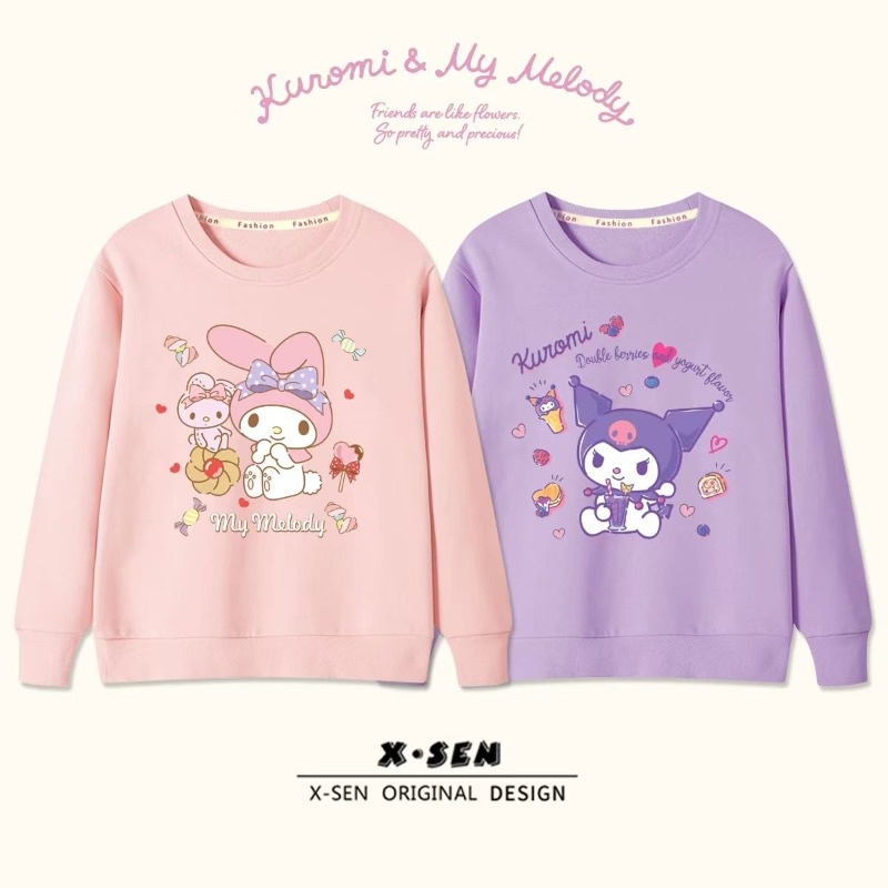 เสื้อสเวตเตอร์เด็กพิมพ์ลายการ์ตูน Candy Rabbit สําหรับฤดูใบไม้ร่วงและฤดูหนาวแฟชั่นคอกลมแขนยาวเด็กผู้หญิง