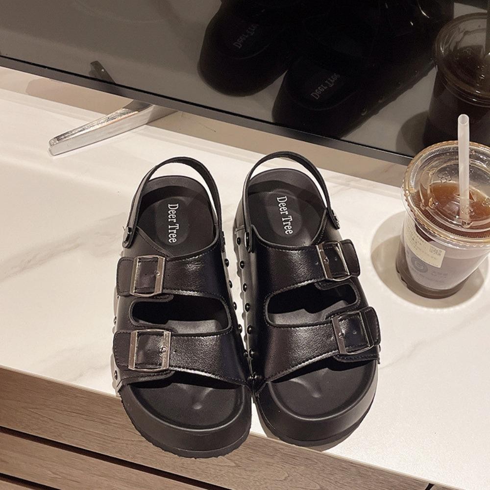 Just รองเท้าแตะรองเท้าผู้หญิง,ป้องกันกลิ่น PU สไลด์รองเท้าแตะโรมัน,แฟชั่น Anti Slip Peep Toe Outerwear แพลตฟอร์ม Flip Flops ฤดูร้อน