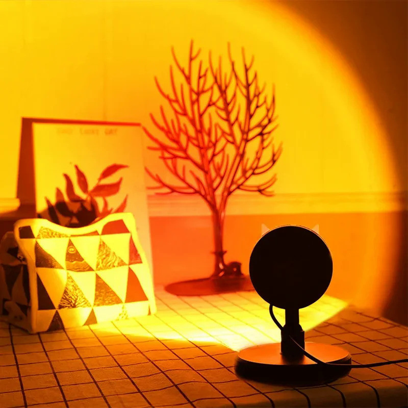 USB Sunset Rainbow Lamp Projector Atmosphere Led Desk Lamp Photographic for Shop Background Wall Dec