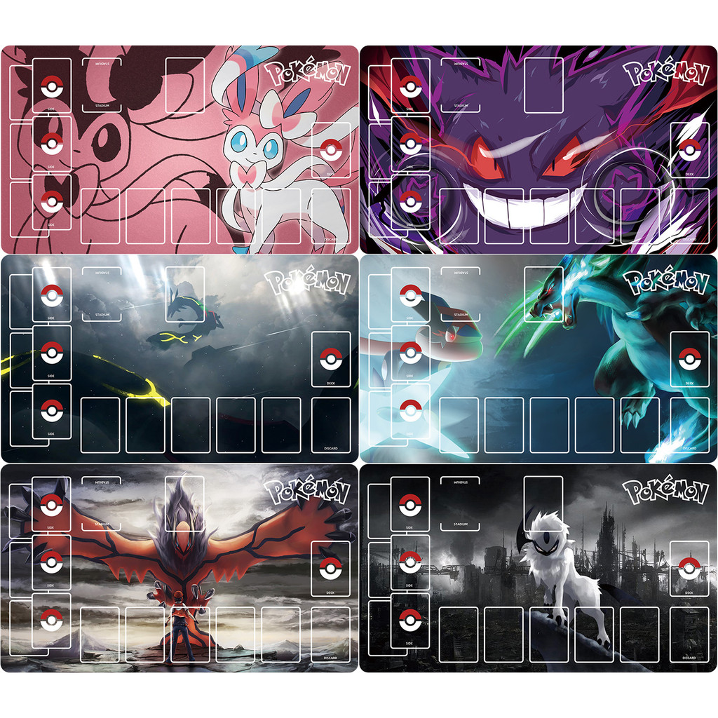 60x35 ซม.PTCG Pokemon เฉพาะเกมการ์ด Battle Sylveon Charizard Pikachu Rayquaza Lillie ของขวัญของเล่นอะนิเมะตาราง Mat