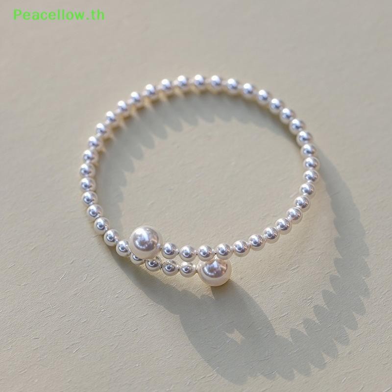 Peacellow สร้อยข้อมือมุกเทียมสร้อยข้อมือมุกยืดได้สร้อยข้อมือมุกสําหรับผู้หญิงเครื่องประดับเจ้าสาวของขวัญ TH - รูปที่ 3