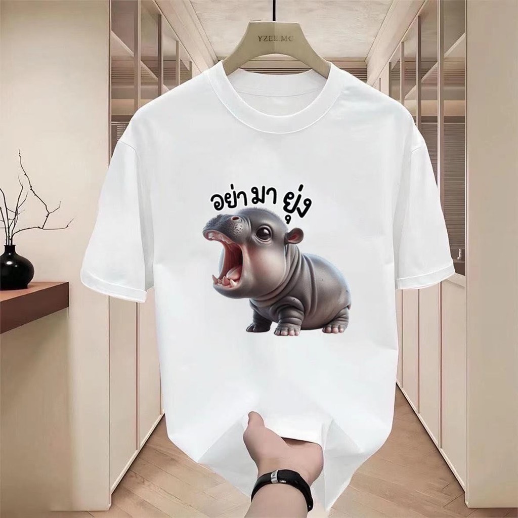 (จัดส่งตลอด 24 ชั่วโมง)Fanfei Clothing store เสื้อยืดโอเวอร์ไซต์ Oversize น้องหมูเด้ง แนวเกาหลี ลายสวย