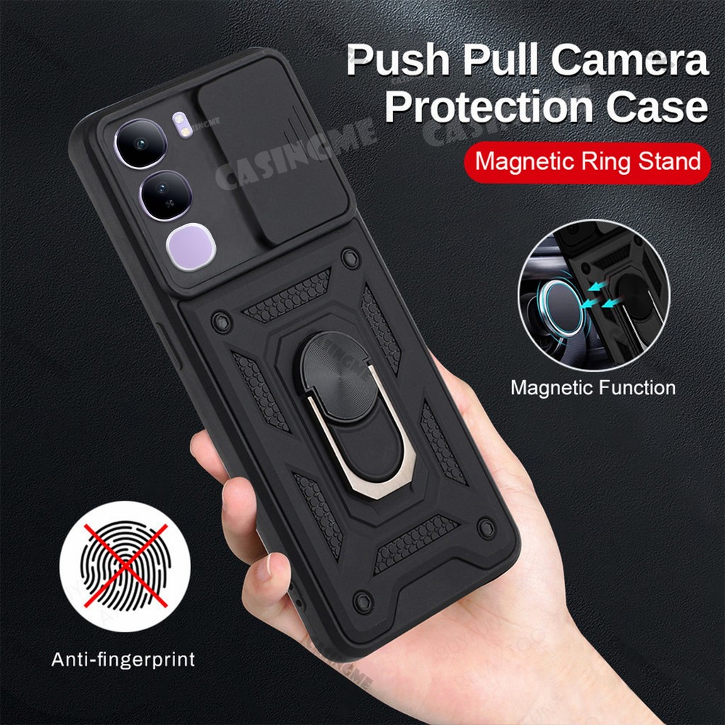 Vivo Y200 5G 2024 เกราะกันกระแทกสําหรับ Vivo Y200 VivoY200 Y200 200Y Y 200 4G 5G รถแม่เหล็กแหวนขาตั้