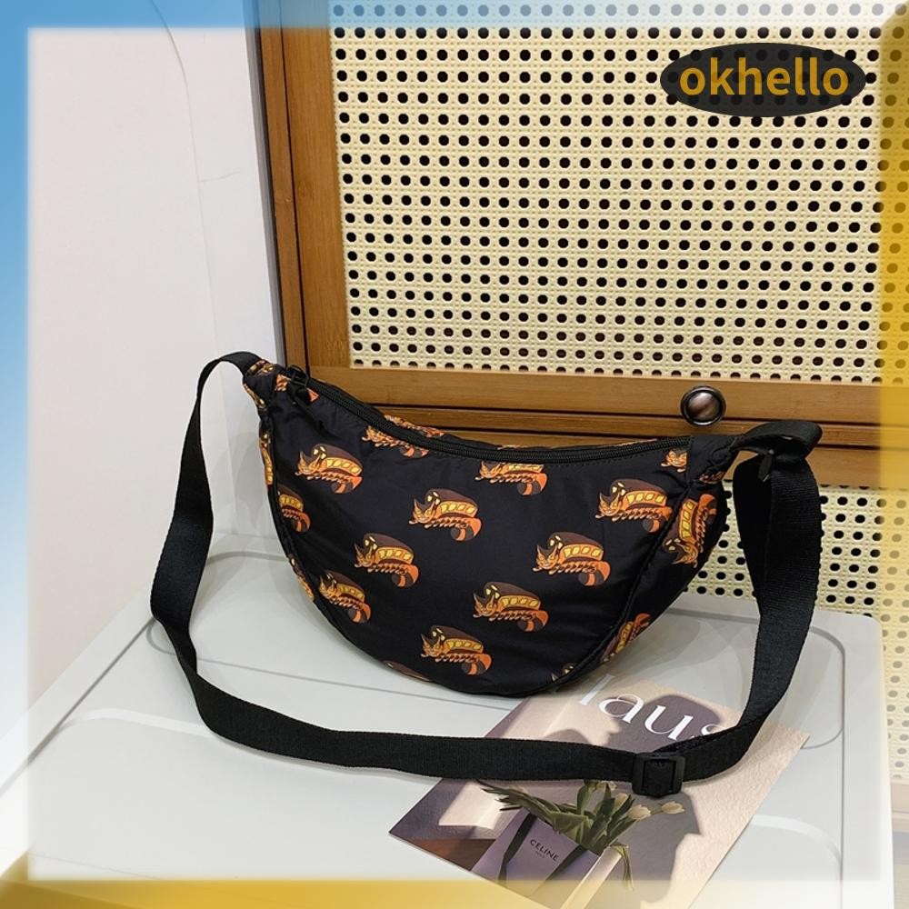 [Okhello.th] กระเป๋าสะพายข้างสําหรับผู้หญิงพร้อมสายปรับได้ Hobo Bag กระเป๋าถือไนลอนสําหรับเดินทาง
