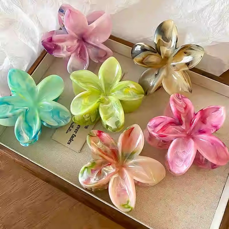 Hawaiian Gradient Plumeria Flower Hairpin Grips คลิป Barrettes อุปกรณ์เสริม