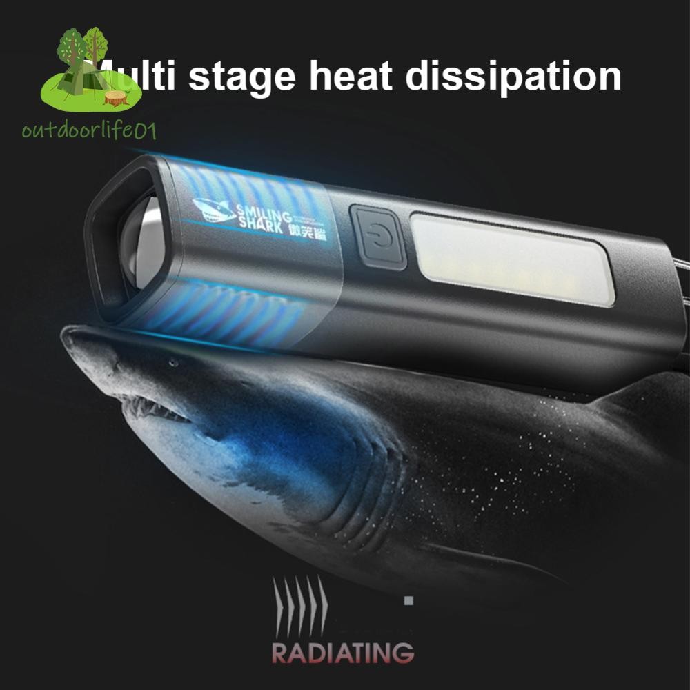 Smiling SHARK ไฟฉาย LED ใหม่ ไฟฉายแบบชาร์จไฟได้ ไฟฉายอเนกประสงค์