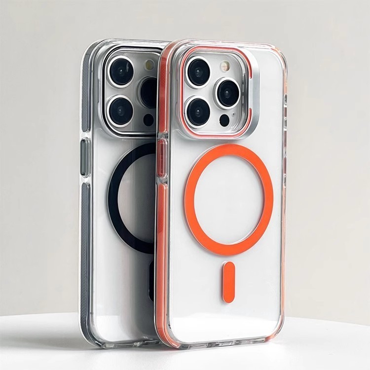 【ผู้ถือเลนส์โลหะ / คุณภาพสูง / เปลือกอะคริลิคใส / สีเทา】เคส เข้ากันได้กับ iPhone 12 13 14 15 16 Pro Max case