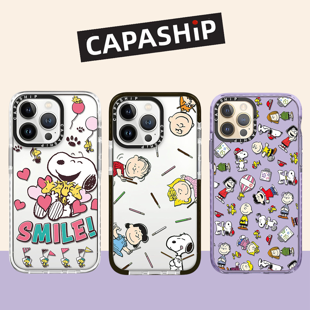 Capsahip Snoopy Charlie TPU Soft เคสโทรศัพท์สําหรับ iPhone 16ProMax 16Pro 16Plus 15ProMax 14 13 12 11 Pro Max XR IX กรณีห่อกันกระแทกด้านหลังปลอก