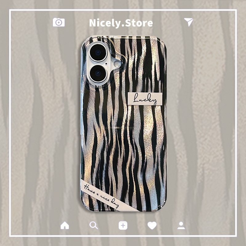 เกาหลีสีดําสีขาว Zebra Stripe เคสโทรศัพท์สําหรับ iPhone 16 15 14 13 12 Pro Max 11 12Pro 13Promax IMD Dirt Resistance Case Cover