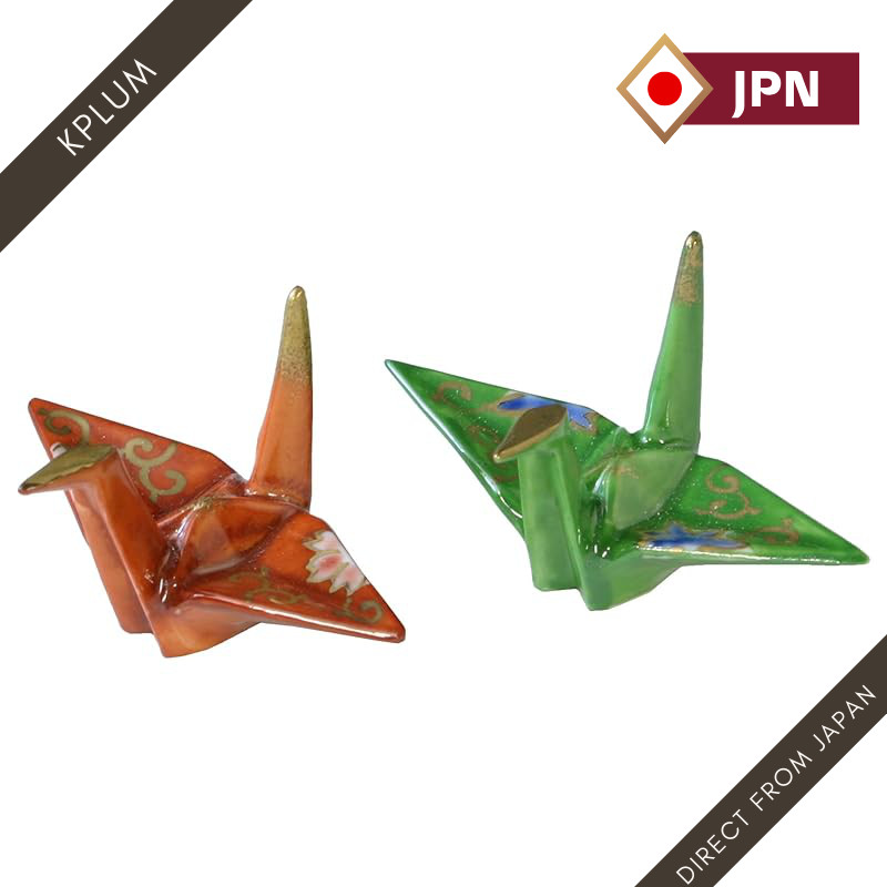 Kyoto Ceramics Kiyomizu-yaki Chopstick Rest Hozan Pair Origami Crane HHR469