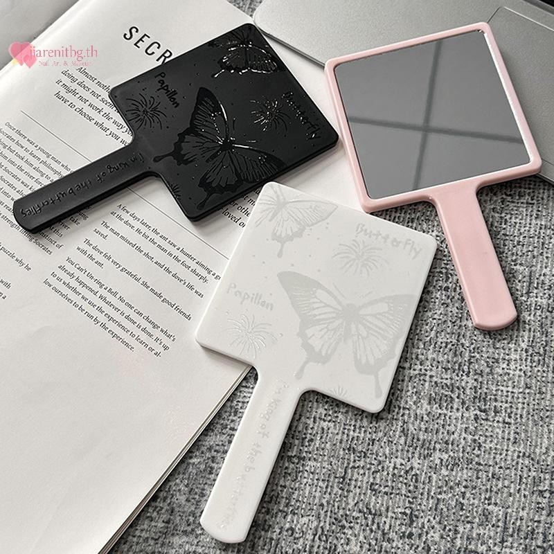 Renbg Vintage Butterfly Square Mirror Mini Hand-Held Desktop Cosmetic Makeup Mirror Travel Portable Beauty Mirror Girl Birthday Gift TH