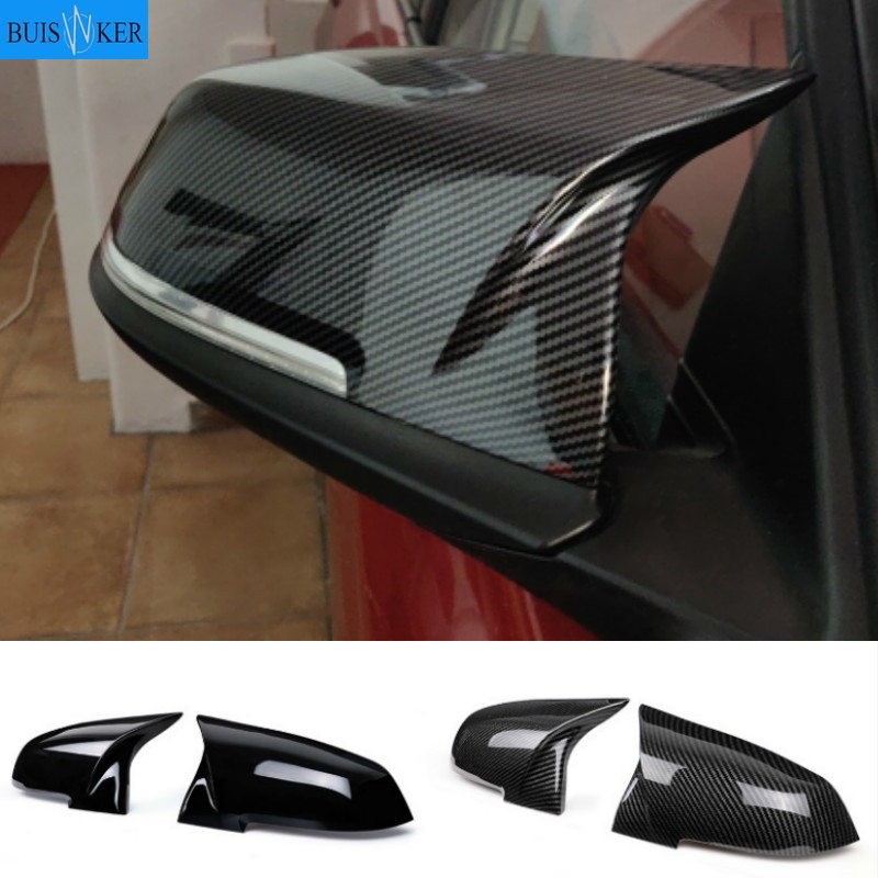 2 ชิ้นกระจกมองหลังฝาครอบคาร์บอนสีดําสําหรับ BMW Series 1 2 3 4 XM 220i 328i 420i F20 F21 F22 F23 F30 F32 F33 F36 X1