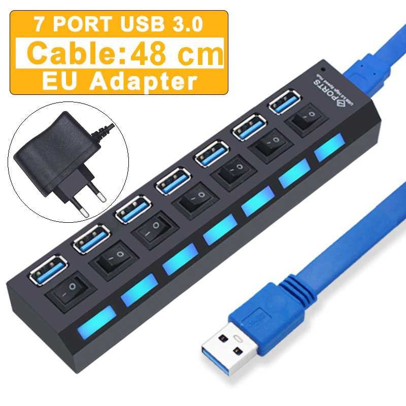 YUANRU USB Hub 7 Port USB 3.0 ตัวขยายความเร็วสูง - Y445 - Tinari