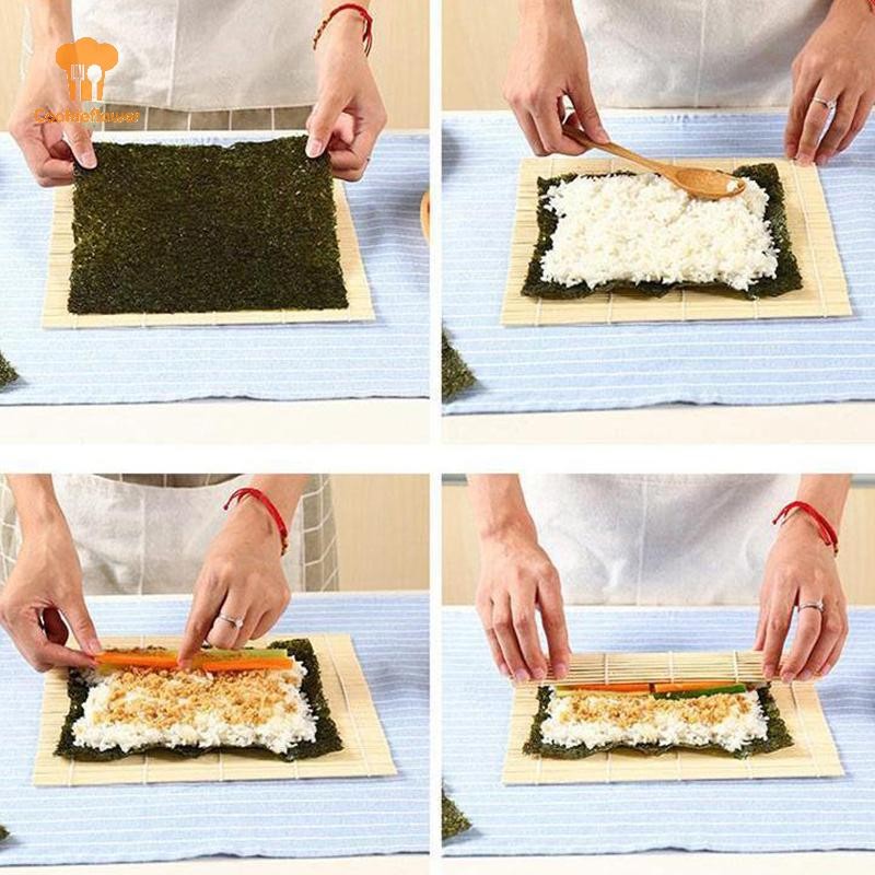Ckfr 24x24 ซม.ชุดซูชิไม้ไผ่ Rolling Mats ข้าว Paddles เครื่องมือ Kawaii ซูชิแม่พิมพ์ไม้ไผ่อุปกรณ์ครัวครัวญี่ปุ่นใหม่