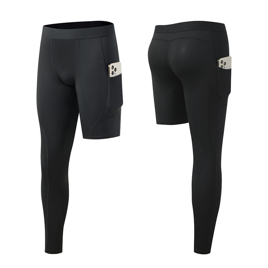 mvp sport กางเกงวอร์มชาย ขาสั้นซ้าย ขายาวขวา กางเกงรัดรูป กระเป๋าข้าง กางเกงรัดรูป