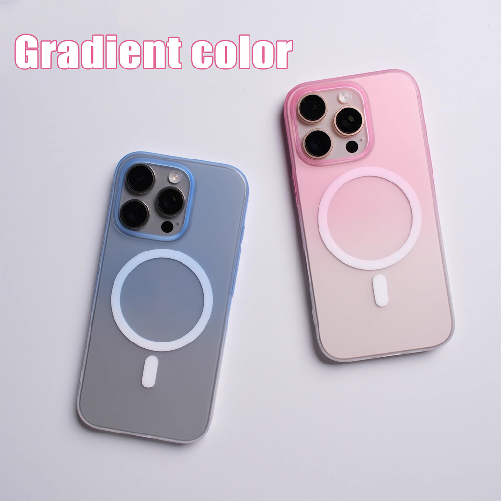 ความรู้สึกผิวเคลือบไล่ระดับสีเคสโทรศัพท์แม่เหล็กสําหรับiPhone 12 13 14 15 16 Pro Max 14/15 Plusกันกระแทกกลับกรณี