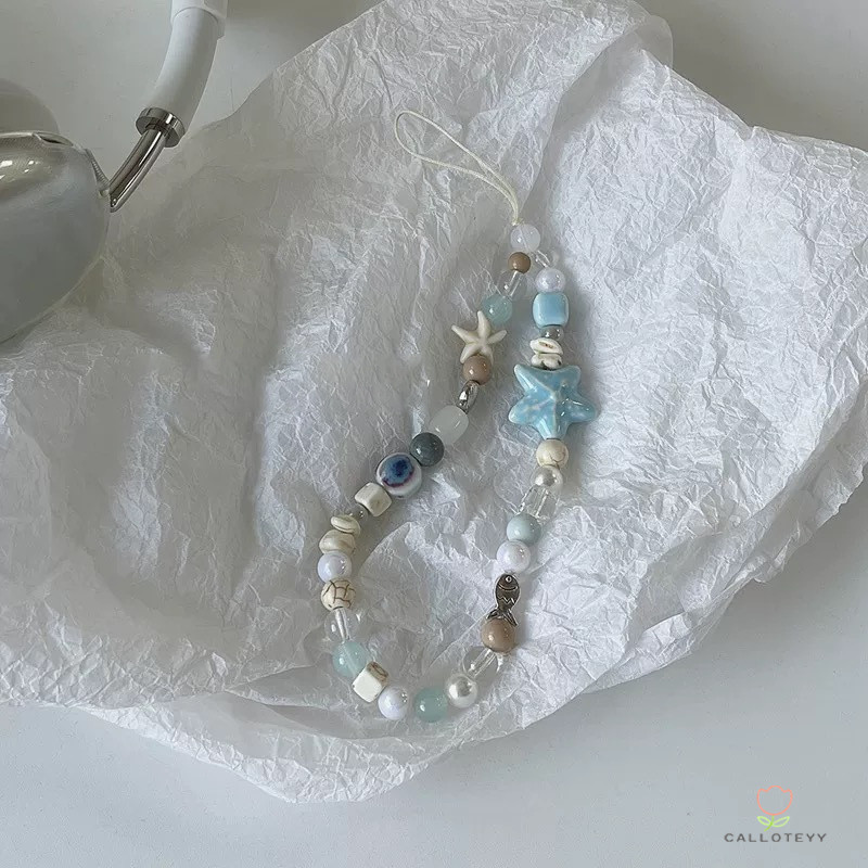 สายคล้องโทรศัพท์ Summer Sea Breeze Blue Star สายคล้องกล้องขนาดเล็ก DIY ป้องกันการสูญหาย -CY