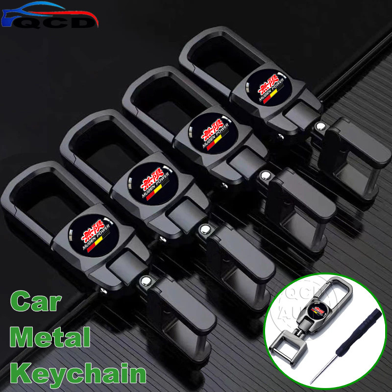 Honda Mugen พวงกุญแจรถโลหะสากล 360° ที่วางกุญแจป้องกันการสูญหายแบบหมุนได้ สําหรับ Civic 11th 10th gen fe fk fd Fit ge HRV Jazz gk City Hatchback Odyssey CRV BRV WRV Mugen
