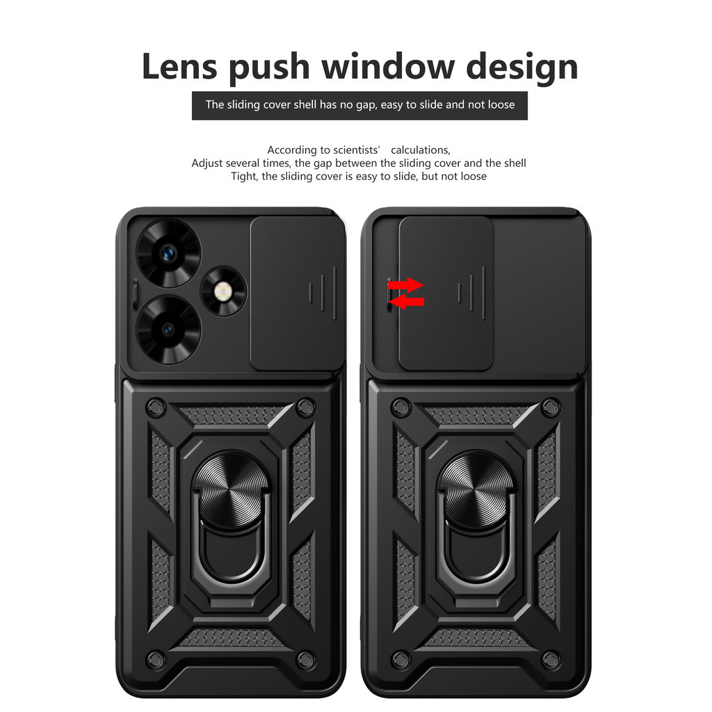 เคสโทรศัพท์ Tecno Spark 10 SPARK10 SPARK10C KI5k KI5q KI5m กันกระแทกแม่เหล็ก Hard Bracket เลนส์สีดํา