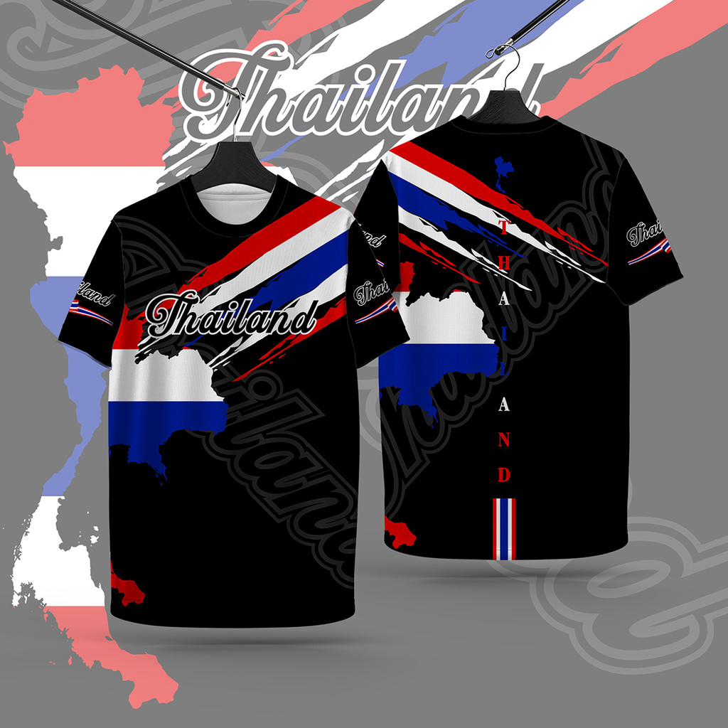 SC Sports เสื้อยืดลวดลายไทย ธีม This Is Love Peace สีดำ