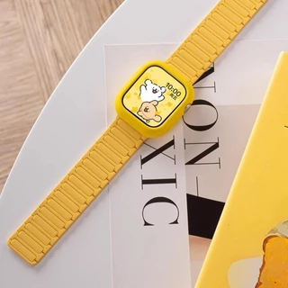 สายรัดข้อมือสายรัดแม่เหล็ก + เคสซิลิโคนสําหรับ Apple Watch S10/S9/S8/S7/Ultra2/SE iWatch 49/45/44 มม.41 มม.40 มม.