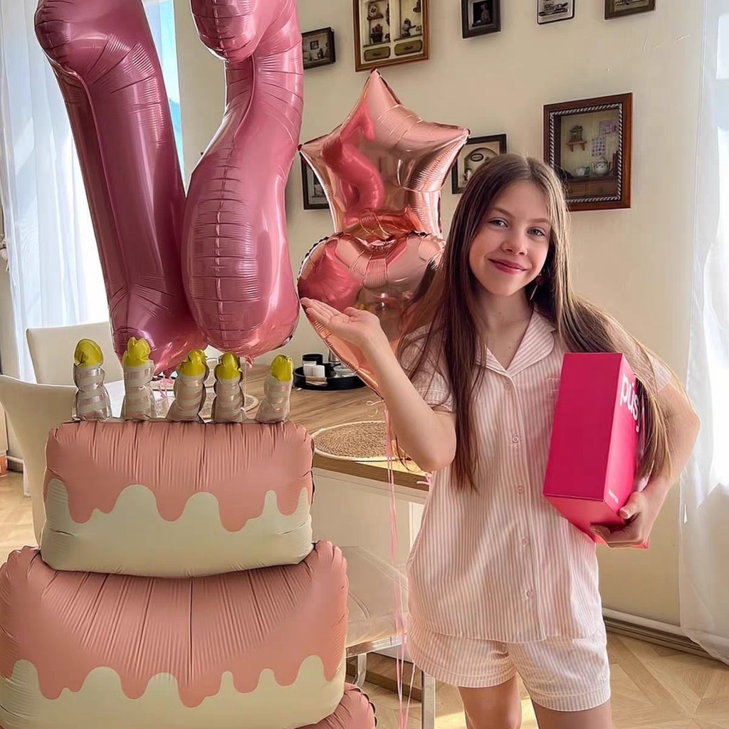 ใหม่ เคลือบ ยืนเค้กบอลลูนสาววันเกิดตกแต่งฉาก มีน้ําค้างแข็ง บอลลูนขายส่งตกแต่งวันเกิดพรรคตกแต่งวันเกิดบอลลูนพรรคบอลลูน