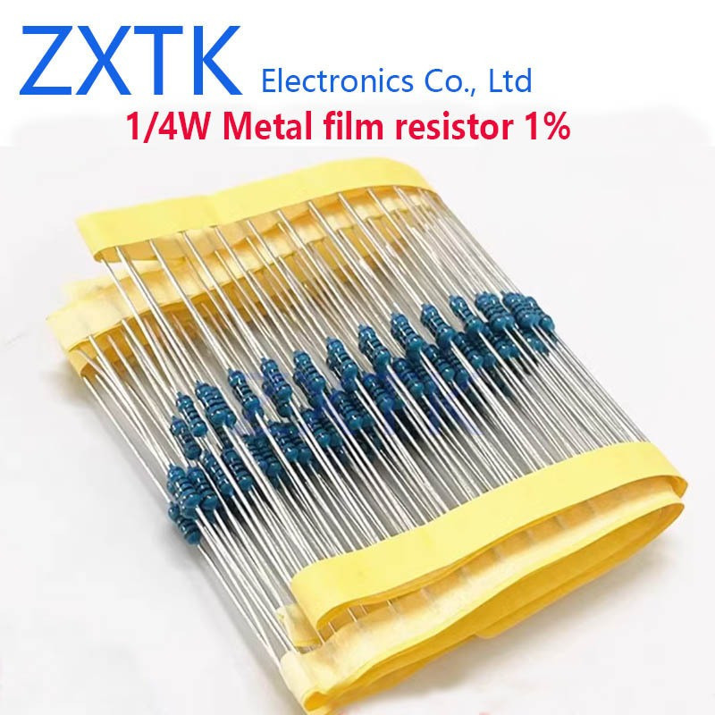 ใหม่ CHIP 100PCS ตัวต้านทานฟิล์มโลหะ 1% 1/4W 1K-910K 1M-20M 12K 15K 18K 20K 50K 68K 75K 100K 150K 36