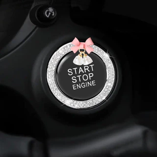 Sparkly Bling Rhinestone โบว์คริสตัลจี้รถ Push Start ปุ่มตกแต่งสําหรับแหวนจุดระเบิดอุปกรณ์ตกแต่งภายในรถยนต์ของขวัญ