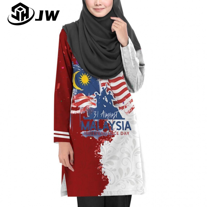 มาเลเซีย 68th Independence Japanese National Festival, Red White Patch Family Clothing, เสื้อยืดคอกล