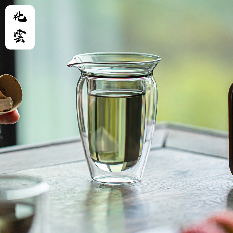 Simple ฟรี Double Layer Fair ถ้วยชาแก้วทนความร้อน High-End ครัวเรือน High-End Kung Fu ชุดชา Teaware