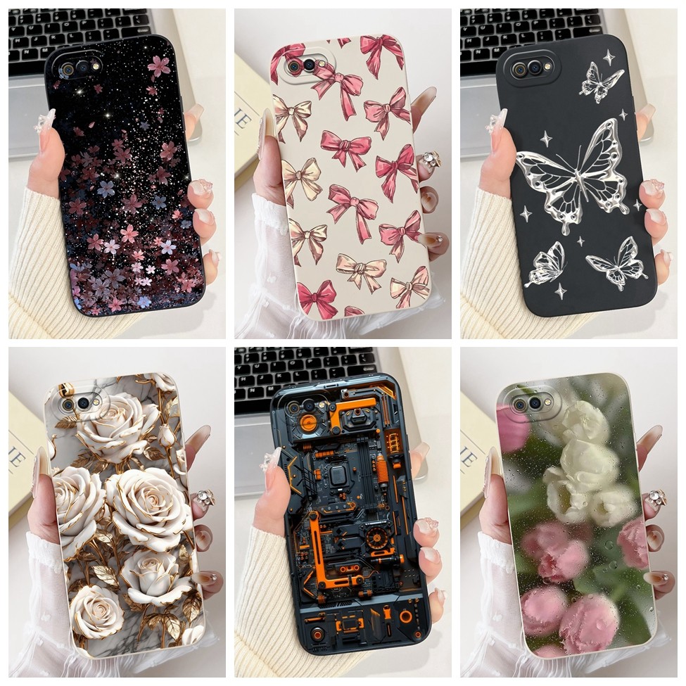 สําหรับRealme C2 กรณีRMX1941 ซิลิโคนแมวน่ารักแฟชั่นผีเสื้อดอกไม้รักทาสีสําหรับRealme C2 เคสโทรศัพท์R