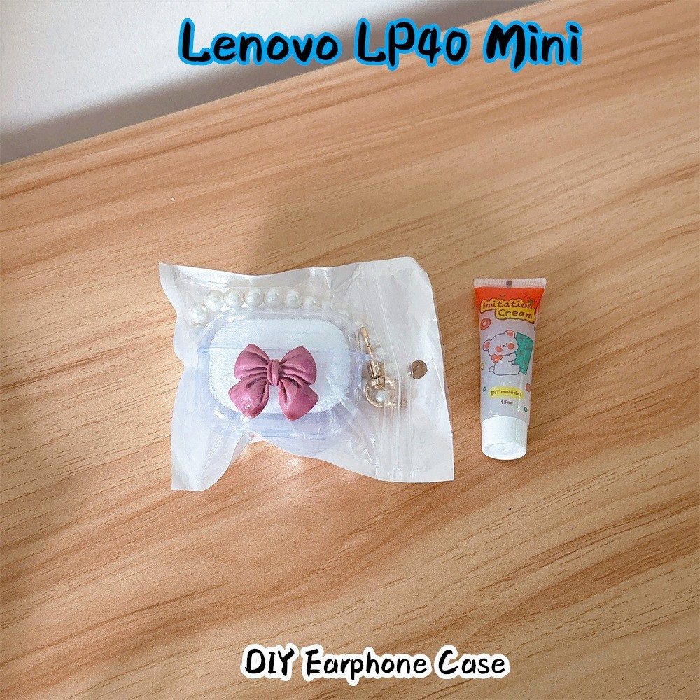 เทรนด์ด้านหน้าสําหรับ Lenovo LP40 Mini Case Casing Soft Silicone DIY สีสัน bowknot หูฟังฝาครอบ NO.3