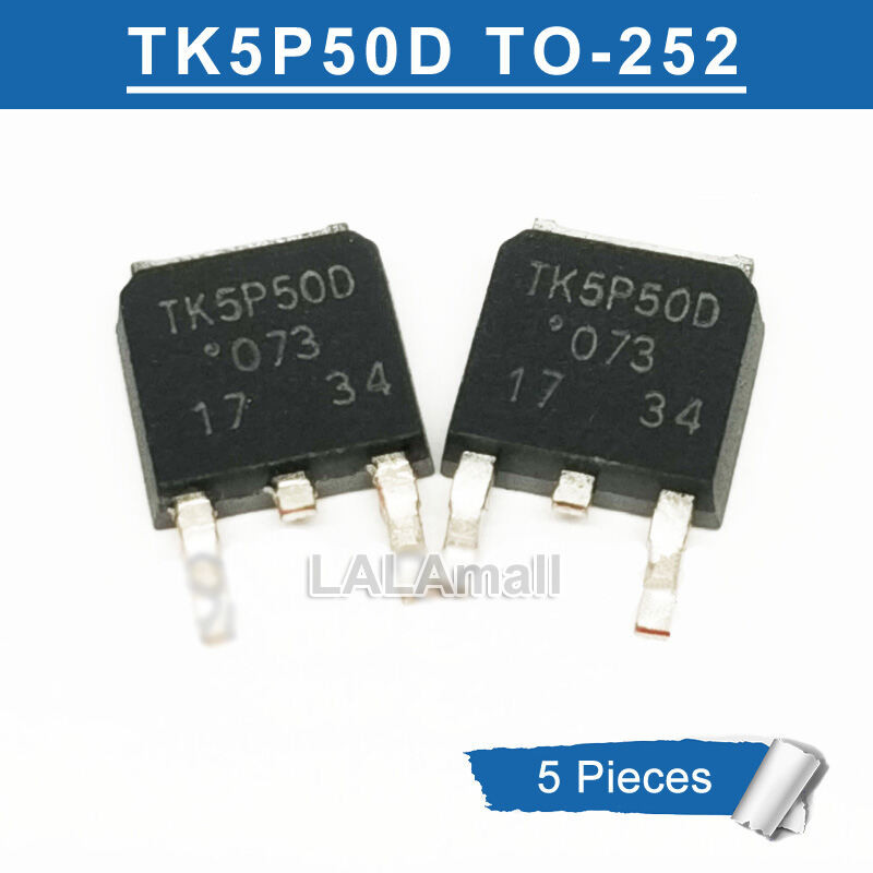 5pcs TK5P50D TO-252 K5P50D TK5P50 TO252 N-channel 5A/500V MOSFET ทรานซิสเตอร์ใหม่ 6OHX