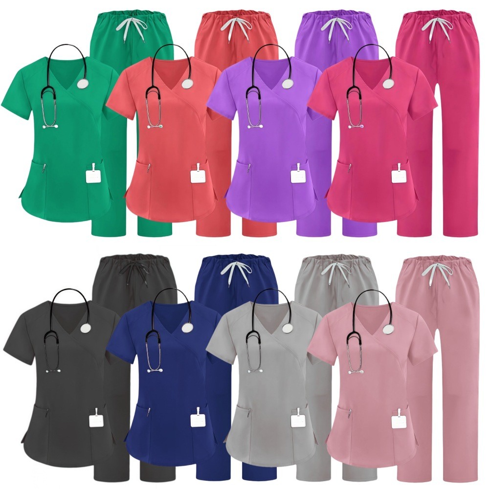 Hospital Doctor Handwashing เสื้อผ้าเอว Tie Beauty Workwear พยาบาลหญิง V คอ Handwashing เสื้อผ้า F1X