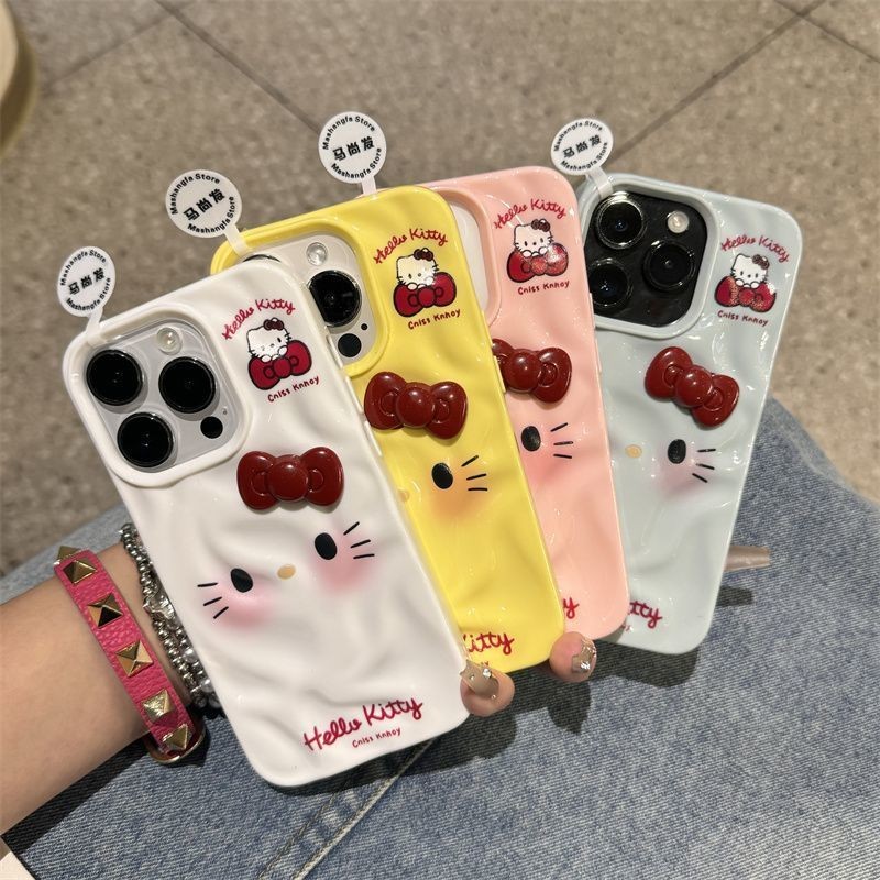 โบว์สามมิติ kitty สําหรับ iPhone Case 16promax 16pro 16plus 15plus 15 15promax 14promax 13pro 13promax 12promax 12 12pro 11promax