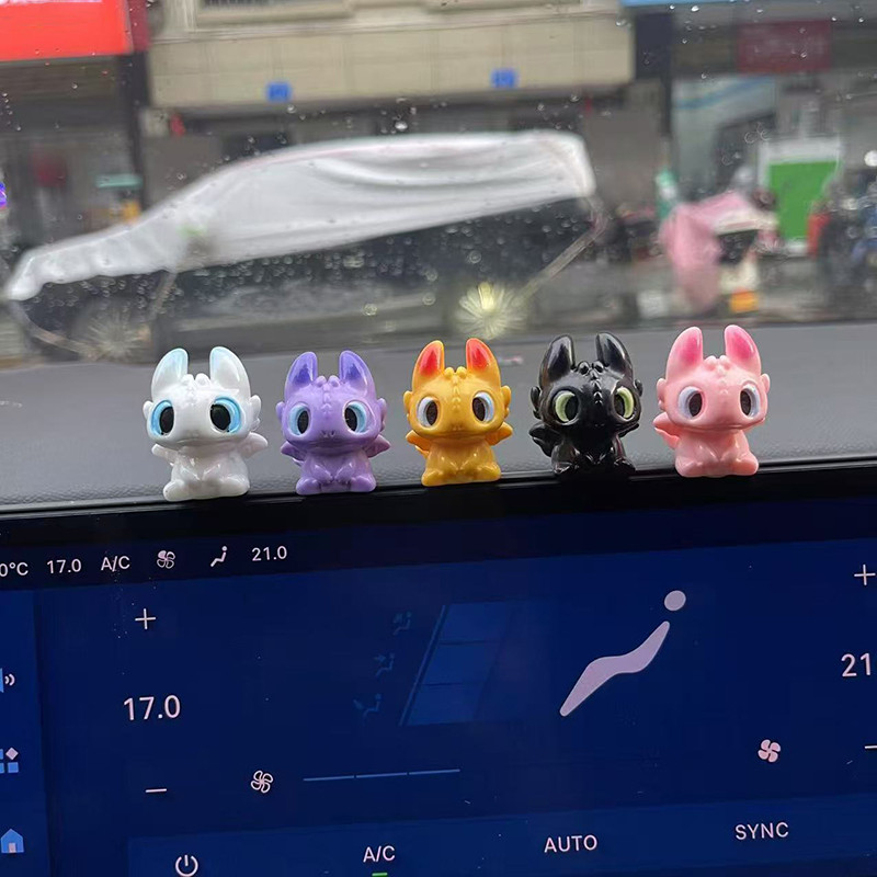 5ชิ้นน่ารักมังกรอะนิเมะรูปการกระทําทําเองอุปกรณ์ตกแต่งรถตกแต่งภายในของเล่นฟันสก์ท็อปเครื่องประดับห้องเด็กรูปลอก