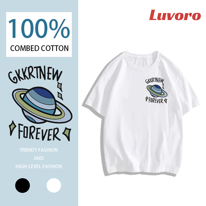 (Cotton 100%)เสื้อยืดสีดำและสีขาวย้อนยุคสำหรับผู้ชายและผู้หญิง ผลิตจากผ้าฝ้ายแท้ 100%, ในคลังสินค้าพร้อมจัดส่ง รหัส ค1221