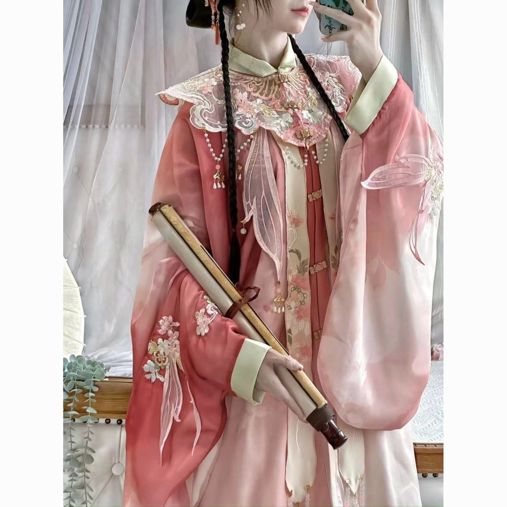 T Tang Yun Light เสื้อ Shop Hanfu หญิงหวาน Tang Yuming Made Stand Collar เสื้อ Cloud ไหล่ปักกระโปรงห