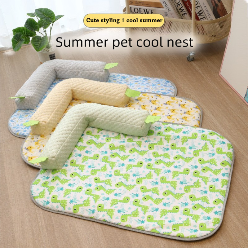 เสื่อเตียงสุนัขฤดูร้อน All-Season Ice Bean Breathable Cool Cat Bed for Large Medium Small Dog Bed
