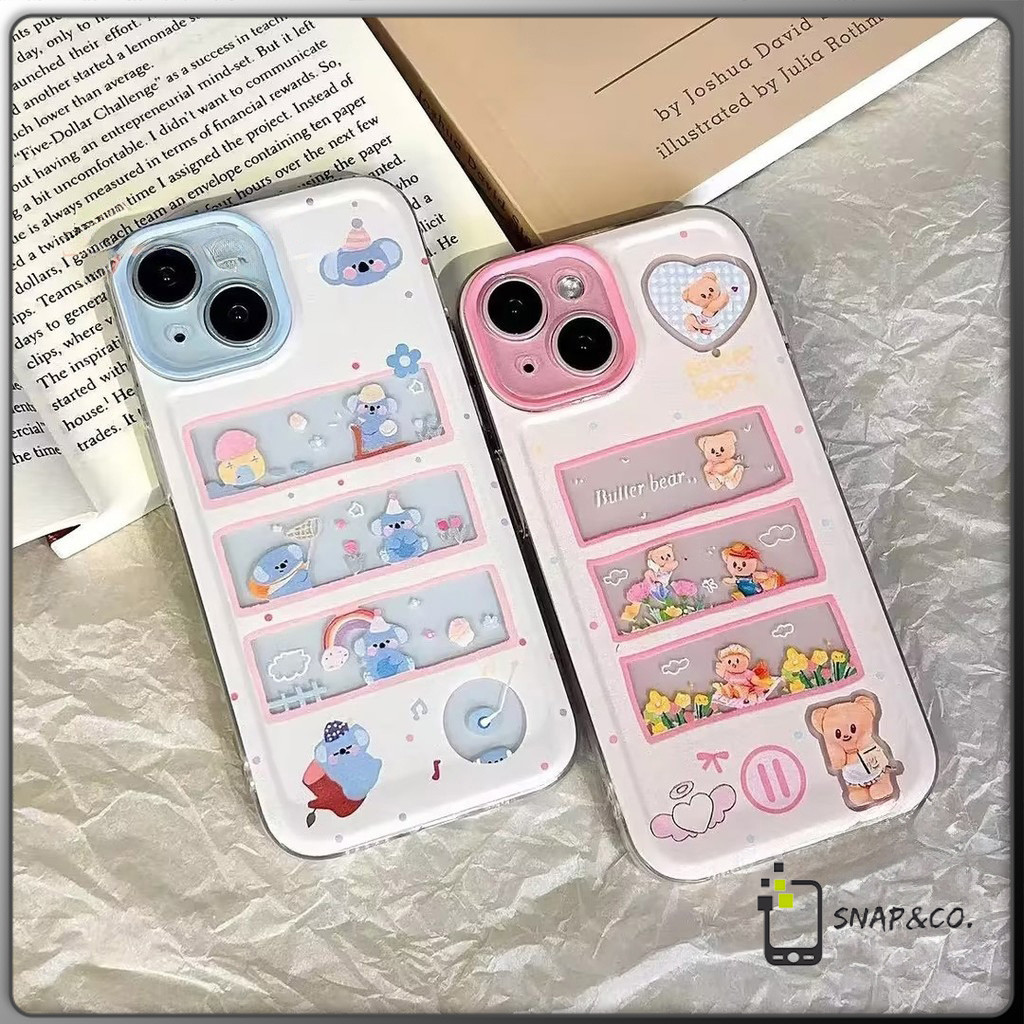 ช้างน่ารัก การ์ตูนหมี IPhone 16 iPhone 14 11 13 15 12 Pro Max XR X XS Max 7 8 Plus คู่ เคส สำหรับคู่รักและเพื่อนสนิท