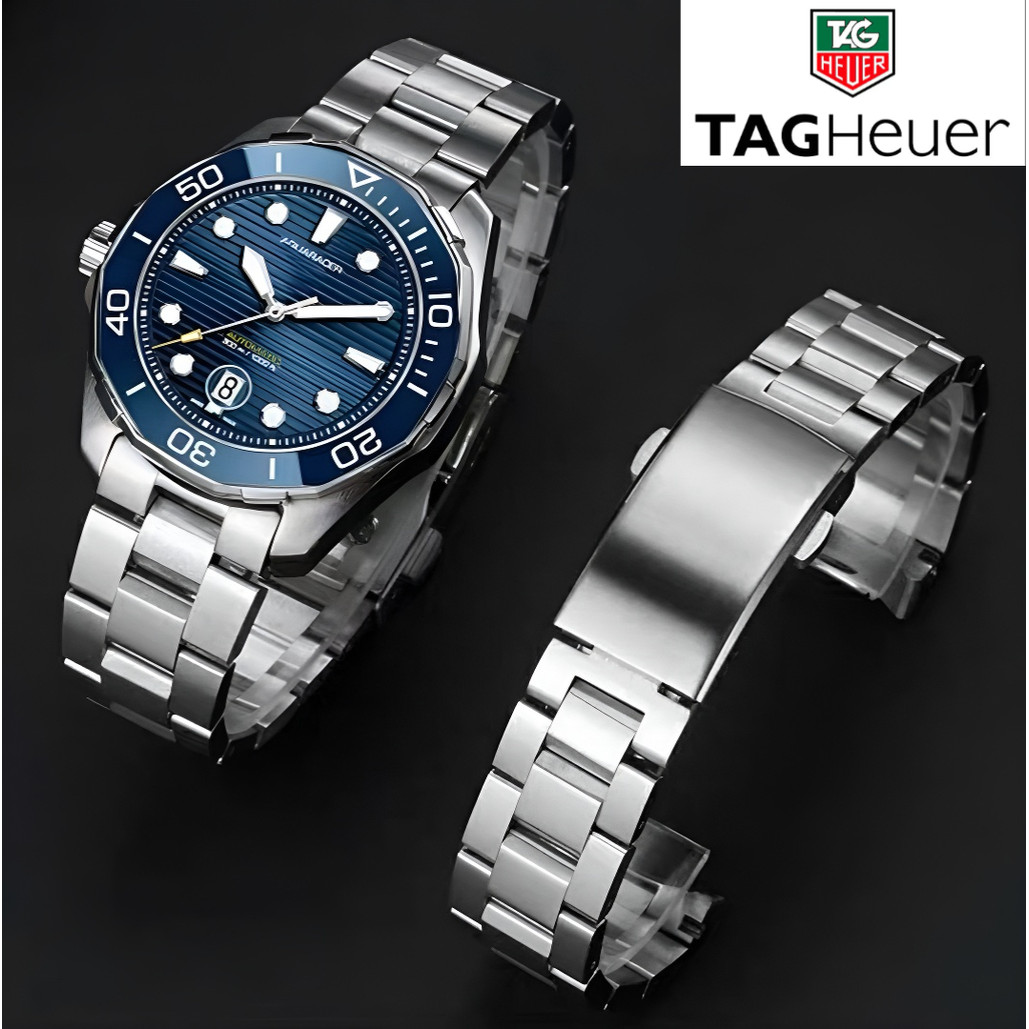 "TAG Heuer Aquaracer 300 สร้อยข้อมือทดแทน – สายสแตนเลสแข็ง 20 มม. สําหรับ WAY211A, WAY111A, WBP201A – อัพเกรดหรูหรา"
