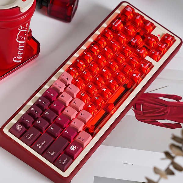 keycap ไทย gmk keycap Snow Mountain Red Chiyanlong Gradient Keycap โปร่งใส PBT ระเหิด PC Shift พิมพ์