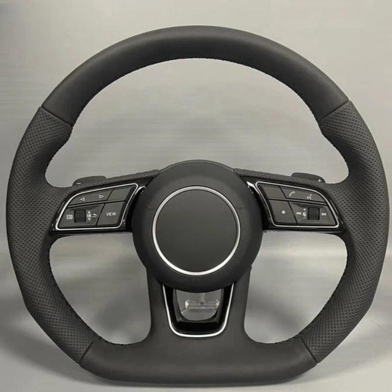 ที่กําหนดเองหนังแท้พวงมาลัยรถใช้กับสําหรับ Audi A1 8X A2 A3 Q3 Q5 Q2 A4 A5 A6 พวงมาลัยรถ Accessories