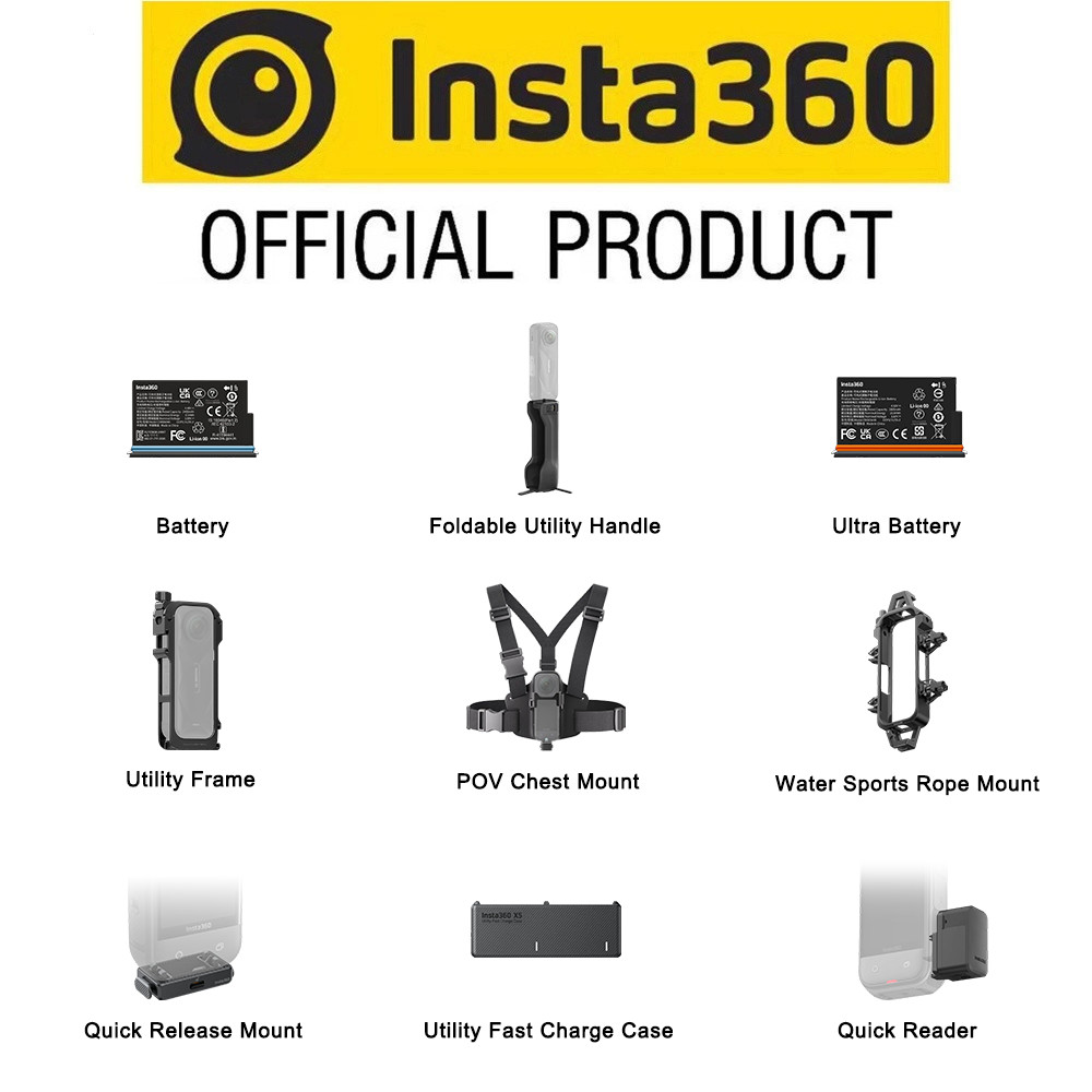 แบตเตอรี่ Insta360 X5 และเครื่องชาร์จที่รวดเร็วสําหรับกล้อง Insta360 X5, อุปกรณ์เสริม Insta360 X5
