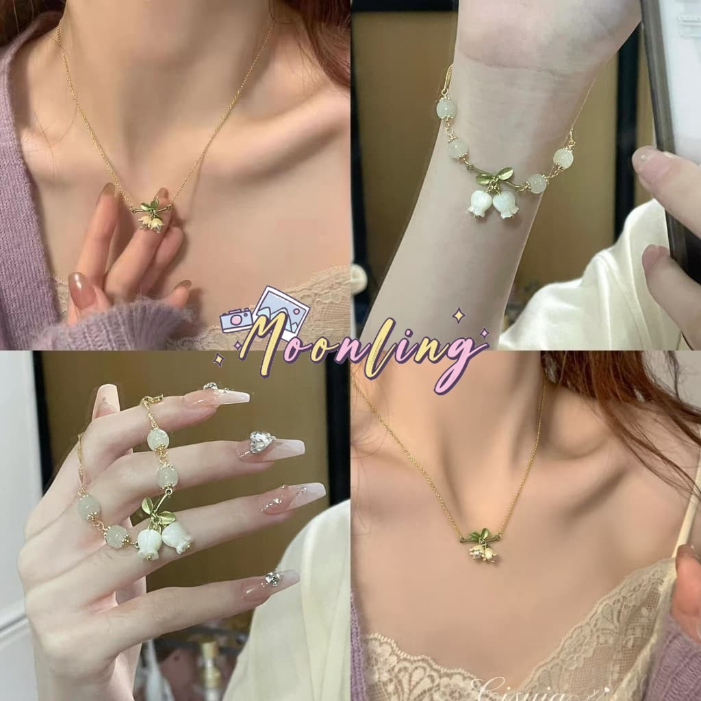 🌜Moonling🌛พร้อมส่งจากไทย สร้อยข้อมืด สร้อยคอ ลายดอกไม้มินิมอล สไตล์ซัมเมอร์ *BRL-8/BRL-9*