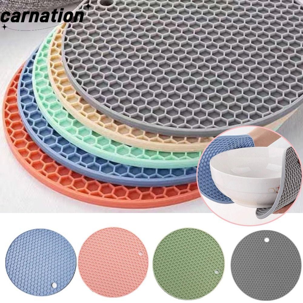 CARNATION ซิลิโคน Trivet Mat,แผ่นกันลื่นหม้อห้องครัวทนความร้อนซิลิโคนผู้ถือ,ทนทานทนความร้อนทรงกลมซิลิโคน Trivet สําหรับห้องครัว